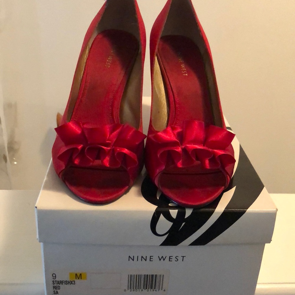 Nine West Red Peep Toe Pumps
